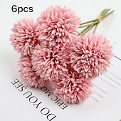 abordables Plantas artificiales-6 bolas de flores artificiales de crisantemo y diente de león para sala de estar, cerámica, decoración de bodas y arreglos florales de imitación.