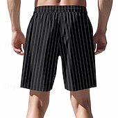 voordelige Klassiek-Voor heren Korte broek Linnen korte broek Zomer korte broeken Strandshorts Trekkoord Zak Elastische taille Gestreept Comfort Ademend Korte Strand Vakantie Feestdagen Hawaii Boho Zwart Marineblauw