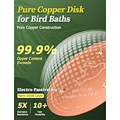 economico birdwatching e fauna selvatica nel cortile-Disco in rame per bagno per uccelli, disco di pulizia in rame puro al 99,99% rinforzato da 0,6 mm con supporto a triplo punto per acqua pulita, sicura per tutte le stagioni, universale per bagni per