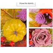 abordables action de grâces et décoration d&#039;automne-Couronne d&#039;automne pour porte d&#039;entrée, Thanksgiving, récolte d&#039;automne, décoration intérieure et extérieure, couronne de vigne de roses et de citrouilles, panneau de porche de ferme rustique suspendu