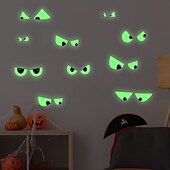 cheap Halloween Stickers-Halloween Glow in the Dark Wall Stickers, 10 Pairs Scary Eyes Fluorescent Face Decals for Day of the Dead Scene Decorations, Luminous Halloween Party Wall Decor