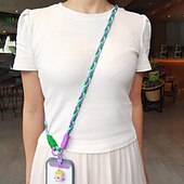 economico Lanyards e cinturini da polso per telefono-Nuova tracolla con tre fili a coda di cavallo, cordino per cellulare da donna, anti smarrimento, cordino robusto con ciondolo a forma di cartone animato, cordino lungo per cellulare.