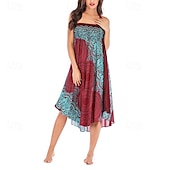 abordables Faldas gráficas-Mujer Falda Línea A Columpio Casual Boho Maxi Alta cintura Faldas Floral Estampado Microelástico Vacaciones Festivos Blanco Vino Azul Real Verde Oscuro Verano Poliéster