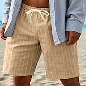 economico Vacanza-Per uomo Shorts Pantaloncini Estivi Pantaloncini casual Tasca Coulisse Elastico in vita A righe Comodità Indossabile Lunghezza al ginocchio All&#039;aperto Sport Quotidiano Moda Casual Nero Bianco