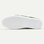 cheap Jacquard shoes-Men&#039;s Green Jacquard Fabric Sneakers Comfortable Low-Top Shoes with Floral Pattern Suitable for Casual Walking Daily Wear and Creative Outfits