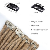 economico Capelli all&#039;uncinetto-Extension per capelli dreadlock con clip, 4 pezzi, extension sintetiche da 24 pollici, da castano chiaro a biondo, lunghe, naturali, morbide, sottili, 0,6 cm di larghezza, dreadlocks per donne