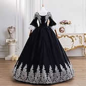 preiswerte Kleider-Vintage Rokoko Renaissance Maxi Kleid Normal Ein Hauch Prinzessin Braut Plissiert Gerüscht Prinzessin Rundhals Kostüm Damen Halloween Karneval Maskerade Leistung Party Halloween Erwachsene Ganzjahres