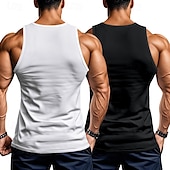 preiswerte Fitness Tank-Tops-Herren Tank Top Weste Unterhemd Ärmelloses Shirt Ärmellos Rundhalsausschnitt Sommer Einfarbig Einfach Mode Klassisch Bequem 2 Packungen Straße Lässig Sport Blau+Hellblau Weiß + Weiß Grau+Weiß Top