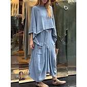 abordables Ensembles-Femmes Élégant Mode Basique Ensembles de Pantalons manche longue Col rond Couleur Unie Extérieur Travail Occasionnel Noir Blanche Jaune Été Coupe régulière
