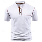 economico Maglietta casual Henley-Per uomo Maglietta Maglia Henley Camicia a Maniche Corte Manica Corta Henley Estate Blocco di colori Moda Designer Essenziale Patchwork Tasca Vacanza Streetwear Uscire Vinaccia Nero Bianco Maglietta