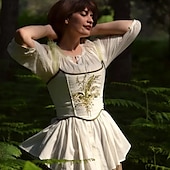 olcso Fűzők-Retró Középkori Reneszánsz Fűző Prsluk Bustier Hímzett Női Kelta Fantasy Mindszentek napja Farsang Álarcos mulatság Parti Alkalmi / Napi LARP Felnőttek Fűző