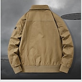 preiswerte Cargo-Jacken-100% Baumwolle Herren Bomberjacke Taktische Jacke Motorradjacke Outdoor Casual Weich Mehrere Taschen Frühling &amp;Herbst Uni Nationalflagge lässig bequem Stehkragen schwarz weiß khaki grün