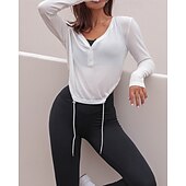 halpa Juoksupaidat ja tanktopit-Naisten Verryttelytakki Juoksupaita Kurenauha Pitkähihainen Topit Urheilu- ja treenivaatteet V kaula-aukko Yhtenäinen Wick-kosteus Tennis Golf Juoksu Urheiluasut Urheiluvaatteet Aprikoosi Valkoinen