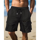 economico Vacanza-Per uomo Pantaloncini cargo Shorts Pantaloncini Estivi Coulisse Elastico in vita Multi-tasche Semplice Comodità Indossabile Lunghezza al ginocchio All&#039;aperto Sport Quotidiano Moda Casual Nero Marrone