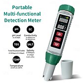 cheap Household Appliances-5-in-1 Digital Water Quality Tester High Precision Ph Tds Ec Salinity Temperature Measurement With Led Display Easy To Clean For Fish Tanks And Ponds