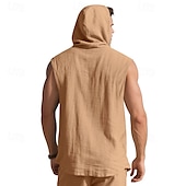 preiswerte Fitness Tank-Tops-Herren Tank Top Weste Unterhemd Ärmelloses Shirt Ärmellos Mit Kapuze Sommer Einfach Mode Designer Basic Knöpfe Urlaub Straße Ausgehen Schwarz Weiß Gelb Top T-Shirt für Herren