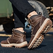 tanie Buty trekingowe-brązowe buty motocyklowe dla mężczyzn z podparciem kostki i wytrzymałą podeszwą, wytrzymały design na zewnątrz dla motocyklistów, na weekendowe wycieczki i eksplorację miejską