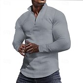 economico Felpe di base-Per uomo Felpa a nido d&#039;ape Felpa con cappuccio e zip Felpa con zip Rosso bordeaux Nero Bianco Verde militare Cachi Colletto Mao Semplice Con zip Zip a un quarto Testurizzato Sport &amp; Outdoor Casuale