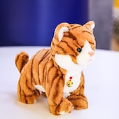 voordelige Knuffels &amp; Pluchen dieren-Interactief elektronisch knuffeldier - upgrade met led-licht, ogen, geanimeerde geluidsbesturing, elektronische huisdierenrobot, kat, kitten, speelgoed, cadeaus voor jongens &amp;meisjes kinderverjaardag