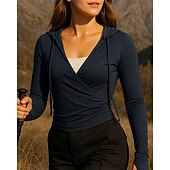 preiswerte Oberteile-Damen Wandershirt Wandertop Langarm Kapuzen T-Shirt Oberteil Outdoor Atmungsaktiv Schnelltrocknend Leicht Elastisch Mit Kapuze Baumwollmischung Schwarz Weiß Rot Tennis Golf Laufen