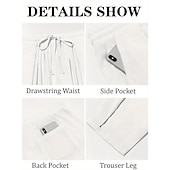 cheap Holiday-Men&#039;s Linen Pants Summer Pants Beach Pants Harem Pants Pocket Elastic Waist Drawstring Plain Comfort Breathable Calf-Length Vacation Daily Holiday Hawaiian Boho Black White