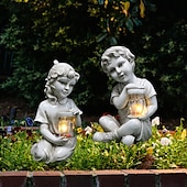 Недорогие Ландшафтные огни-1 шт., водонепроницаемый уличный солнечный светильник для мальчика-муравья, божьей коровки, девочки, сада, двора, газона, дорожки, парка, смоляной статуи, декоративного освещения для ландшафтного