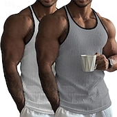 economico Canotte da palestra-Per uomo Canotta Canottiera Senza Maniche Girocollo Estate Blocco di colori Striscia di Fossa Moda Designer Sportivo 2 Pezzi All&#039;aperto Casuale Uscire Bianco + rosa Rosa / grigio Blu reale + nero