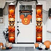 cheap Halloween Outdoor Decor-Halloween Fan Flag Bunting Outdoor Flag for Outdoor Halloween Yard Fence Hanging Spooky Pumpkin Banner Flag Table Decor Fall Room Decor Aesthetic Halloween Birthday Party Decor