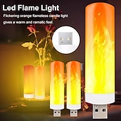 cheap Decorative Lights-4 Pcs simulation flame lamp candle lamp dynamic flame lamp bedside mini Usb atmosphere lamp small night lamp Halloween Christmas decoration lights