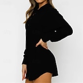 economico Vestito Semplice-Per donna Mini Abito Abito Camicia Classico Moderno Vacanza Quotidiano Uscire Vestibilità regolare Semplice Manica Lunga Colletto a Camicia Nero Bianco Estate