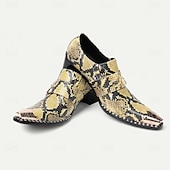 abordables Mocassins en cuir de qualité supérieure-Chaussures habillées en cuir imprimé peau de serpent pour hommes – mocassins formels en cuir de vachette de qualité supérieure avec doubles boucles métalliques, bout pointu et clous pour les banquets en soirée, les galas de mode et les soirées masquées