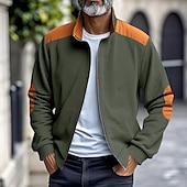 cheap Men&#039;s Jackets &amp; Coats-Men&#039;s Lightweight Jacket Corduroy Jacket Casual Jacket Vacation Daily Pocket Spring Fall Color Block Fashion Classic Stand Collar Regular Apricot Black White Yellow Wine Jacket