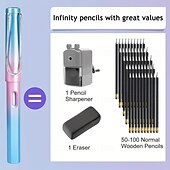 preiswerte Bürobedarf-17 teile/satz ewige bleistift unendliche bleistift technologie tintenlosen metall stift magie bleistift zeichnung ist nicht leicht zu brechen gerade bleistift