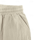 economico Vacanza-Per uomo Shorts Shorts di Lino Pantaloncini Estivi Shorts da Spiaggia Coulisse Elastico in vita Multi-tasche Semplice Comodità Traspirante Lunghezza al ginocchio All&#039;aperto Quotidiano Spiaggia
