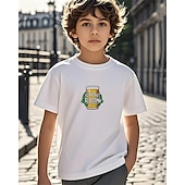 billiga Pojkens 3D Vision &amp; Geometri-Pojkar 3D Grafisk T-shirt Kortärmad Sommar Vår Mode Grundläggande Barn 4-12 år Rund hals Utomhus Ledigt Dagligen Normal