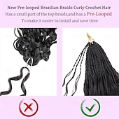 baratos Cabelo de crochê-Micro tranças brasileiras pré-enroladas, cabelo cacheado de crochê, 18 polegadas, cabelo de crochê com ondas d&#039;água, extensões de cabelo afro crespo e cacheado, cabelo sintético de crochê com ondas