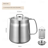 baratos Utensílios de Cozinha-Panela de óleo de aço inoxidável 304 de 1,5 l/2 l com filtro, recipiente de gordura essencial para fritura profunda, filtro de óleo versátil de grande capacidade e multifuncional para fritar, ferver e