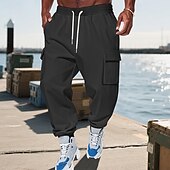 economico Pantaloni della tuta-Per uomo Pantaloni Cargo Joggers Pantaloni Pantaloni da Tuta Cargo Elastico in vita Coulisse Multi-tasche Semplice Indossabile All&#039;aperto Quotidiano Campeggio &amp; Escursionismo Moda Classico Nero Rosso