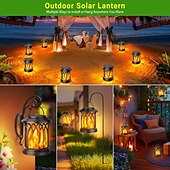 cheap Landscape Lights-Solar Flickering Flame Lantern Outdoor Lights  Waterproof Hanging Solar Lanterns Lights Solar Powered Lanterns Outdoor for Patio Yard Deck Pathway