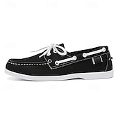 economico Casuale-scarpe da barca da uomo bicolore nere e bianche con design classico allacciato, comode ed eleganti, ideali per gite in spiaggia, abbigliamento casual ed eventi estivi