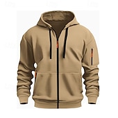 preiswerte Basic-Hoodies für Herren-Herren Kapuzensweatshirt Schwarz Weiß Wein Armeegrün Rote Mit Kapuze Einfach Reißverschluss Farbblock Sport &amp; Outdoor Lässig Täglich Polyester Cool Lässig sportlich Frühling &amp; Herbst Bekleidung