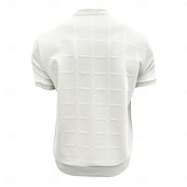 abordables Camiseta de punto gofre-Hombre Camiseta de gofre Camiseta Tee Camisa manga corta Manga Corta Cuello Barco Verano Todas las Temporadas Plano Moda Design Básico Jacquard Casual Vacaciones Calle Blanco Camiseta superior para
