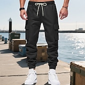 economico Pantaloni della tuta-Per uomo Pantaloni Cargo Joggers Pantaloni Pantaloni da Tuta Cargo Elastico in vita Coulisse Multi-tasche Semplice Indossabile All&#039;aperto Quotidiano Campeggio &amp; Escursionismo Moda Classico Nero Rosso