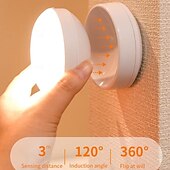 abordables sensor de luces nocturnas-Luz nocturna con sensor de movimiento LED, lámpara de pared de inducción recargable con rotación de 360 grados, lámpara de pared LED para escalera, armario, pasillo, dormitorio