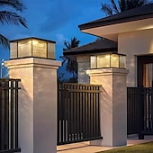 abordables Post Light-Lámpara de poste para exteriores, moderna lámpara de columna de metal para entrada de patio con carcasa de acero inoxidable, 110-240 V, 20 W