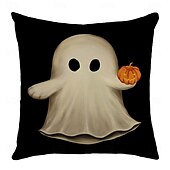 お買い得  装飾用クッションカバー-1 個 ポリエステル 枕カバー, ハロウィーン 方形 ファスナー 伝統的な クラシック