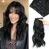 baratos Clip nas extensões-extensões de cabelo clip in extensões de cabelo para mulheres 14 polegadas curto ondulado clip in extensões de cabelo para mulheres extensões de cabelo clip ins 4 peças extensões de cabelo com trama