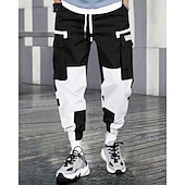cheap Cargo Pants-Men's Cargo Pants Trousers Techwear Elastic Waist Drawstring Multi Pocket Color Block Wearable Outdoor Daily Camping &amp; Hiking Fashion Classic Black Blue