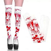olcso Halloween maszk és kellékek-Kétrészes halloween parti véres kesztyű és vérfoltos zokni, tökéletes halloween cosplayhez, jelmezhez és ijesztő parti kellékekhez