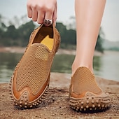 billige Sneakers til herrer-Brune sportsandaler for menn med pustende nettingoverdel og sklisikker såle for strand og fotturer